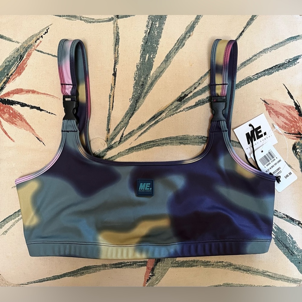 Melody Ehsani NWT Multicolor Camo Sports Bra & Buckle Straps Size Large